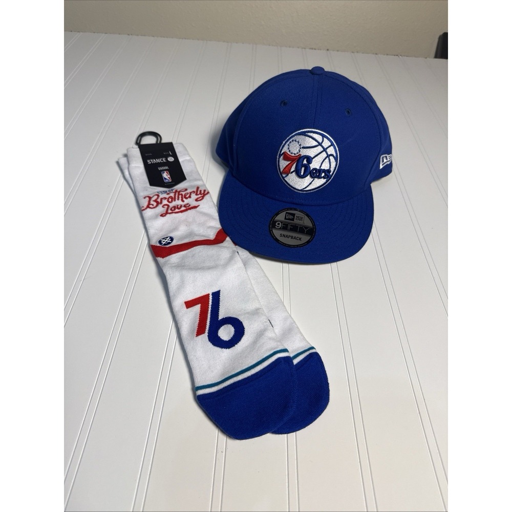 76ers NBA New Era Snapback Hat City Of Brotherly Love 76ers Stance Socks NEW